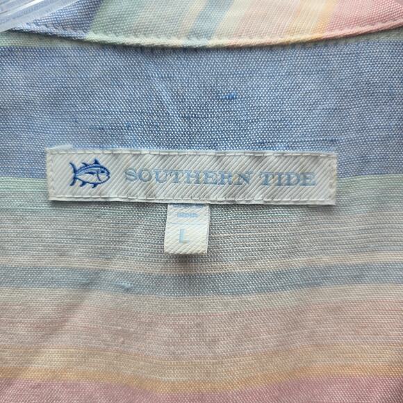 Southern Tide Kamryn Resort Stripe Shirt Dress Preppy Beach Multicolor SZ Large - Picture 4 of 6
